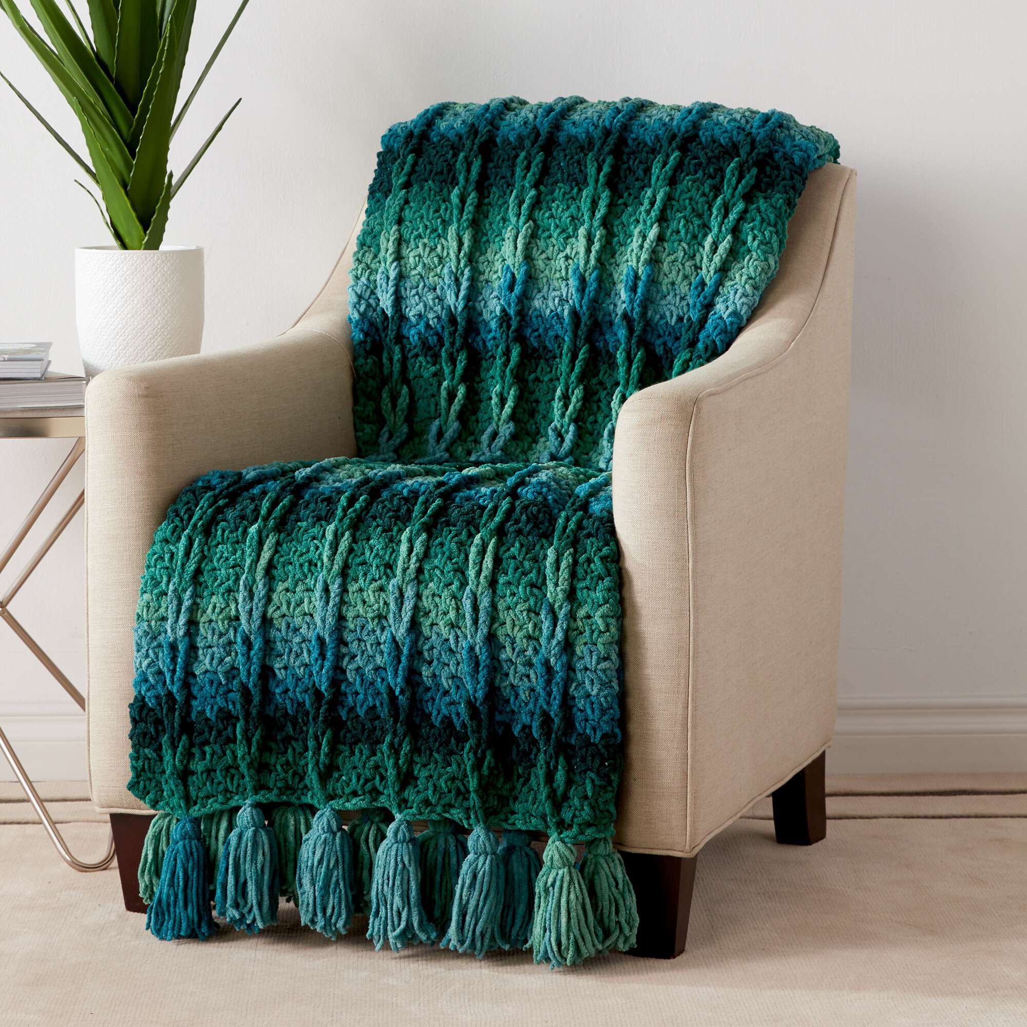 Bernat Mock Cable Crochet Blanket Pattern